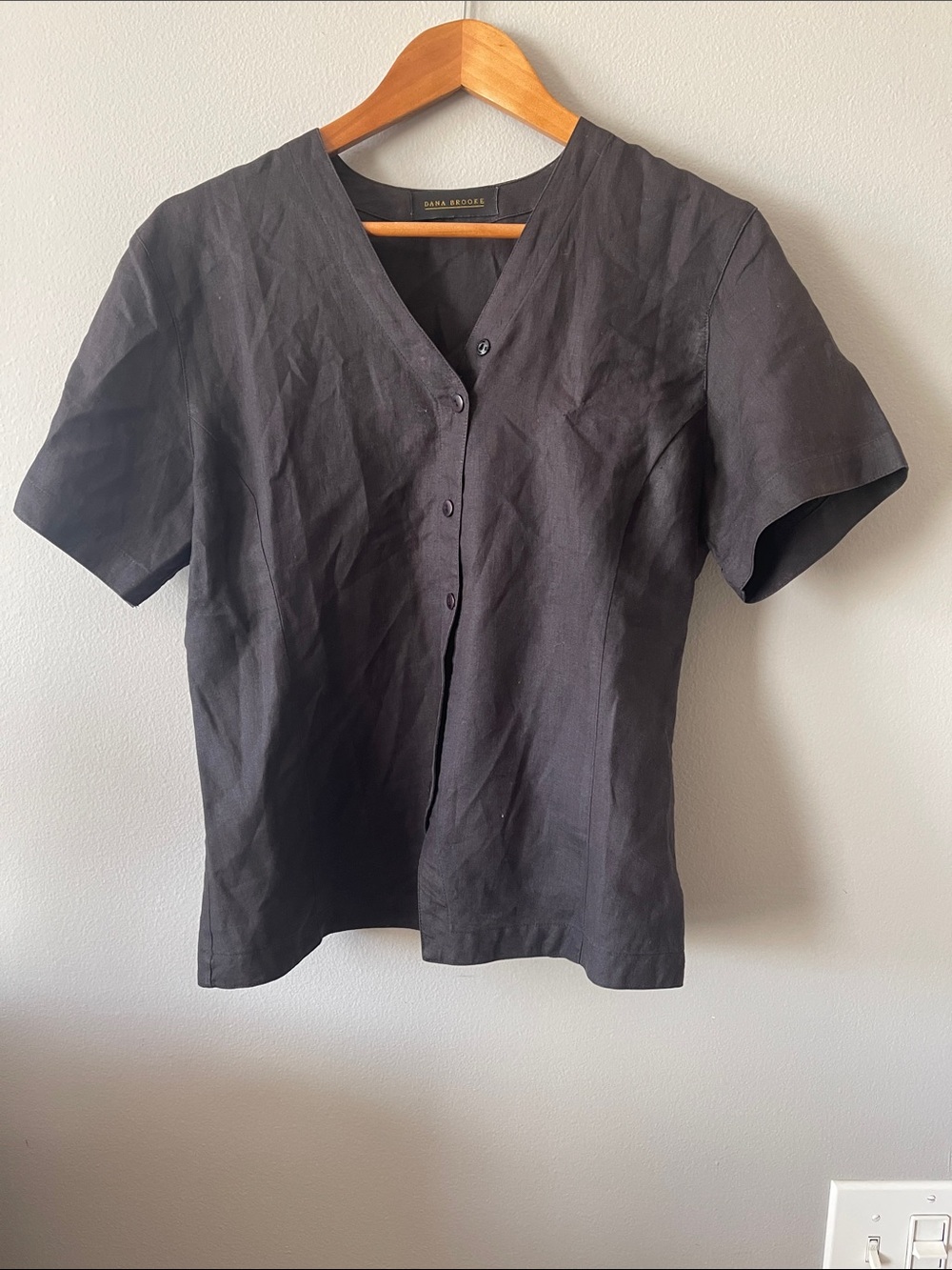 100% Linen vintage Dana Brooke Short-Sleeve quite luxury Jacket top